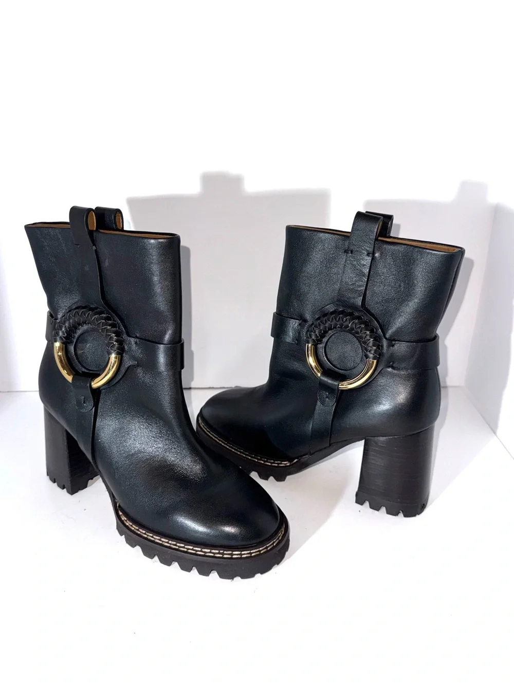 See By Chloe Hana Block Heel Harness Ankle Boots
